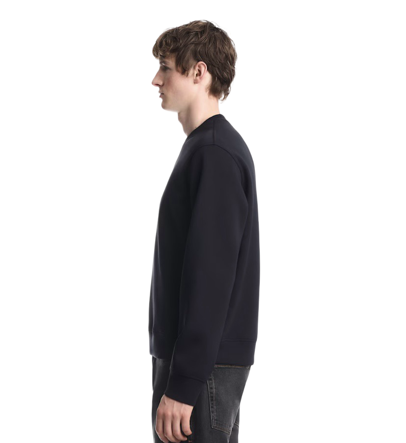 EMPORIO ARMANI - Felpa Blu in Double Jersey con Logo Aquila Arancione