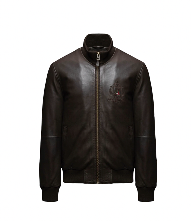 AERONAUTICA MILITARE - Giubbotto di Pelle Nero Frecce Tricolori