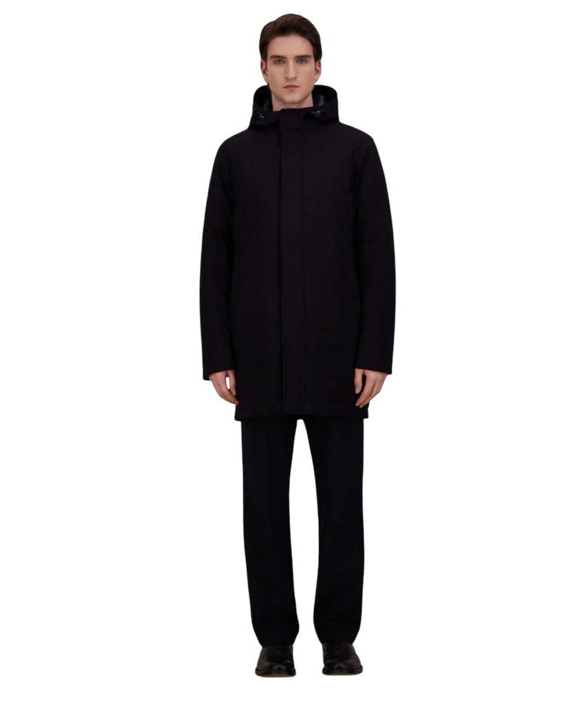 HERNO - Parka Blu in Twill Stretch