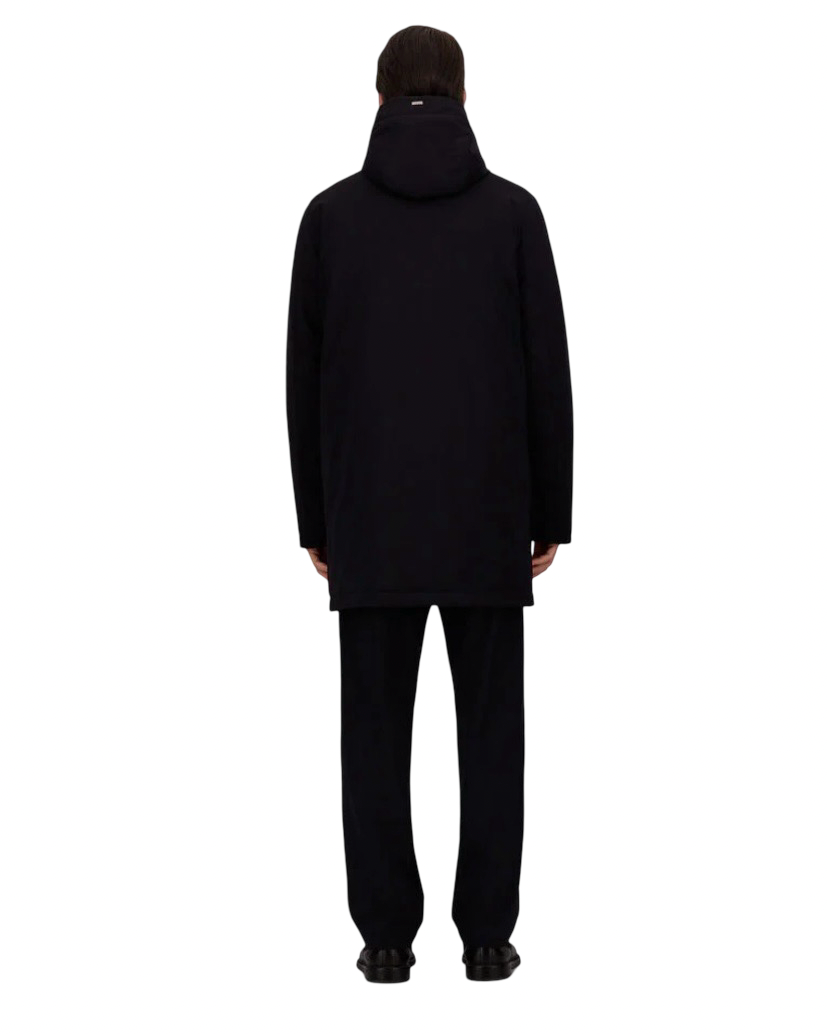 HERNO - Parka Blu in Twill Stretch