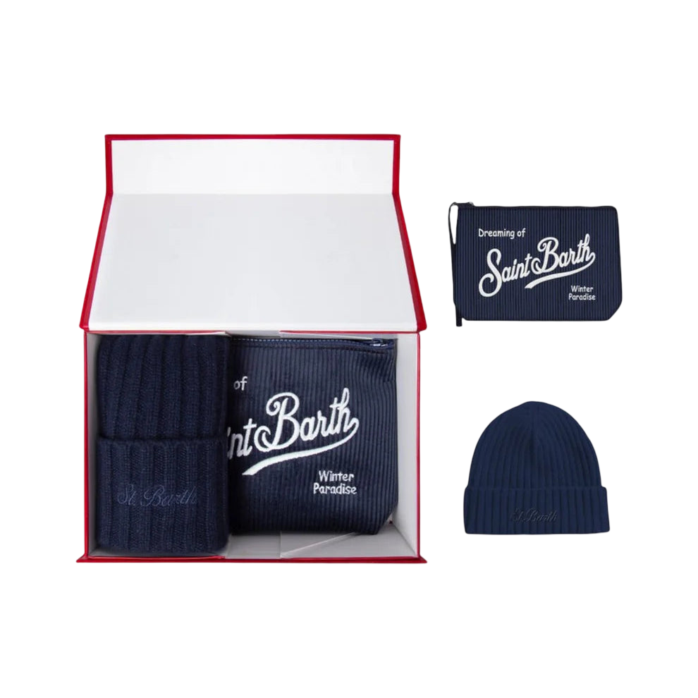 MC2 SAINT BARTH - Christmas Box Cappellino e Pochette Blu