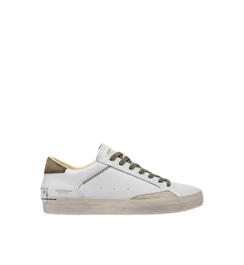 CRIME LONDON - Sneakers Bianche e Verde Militare Distressed