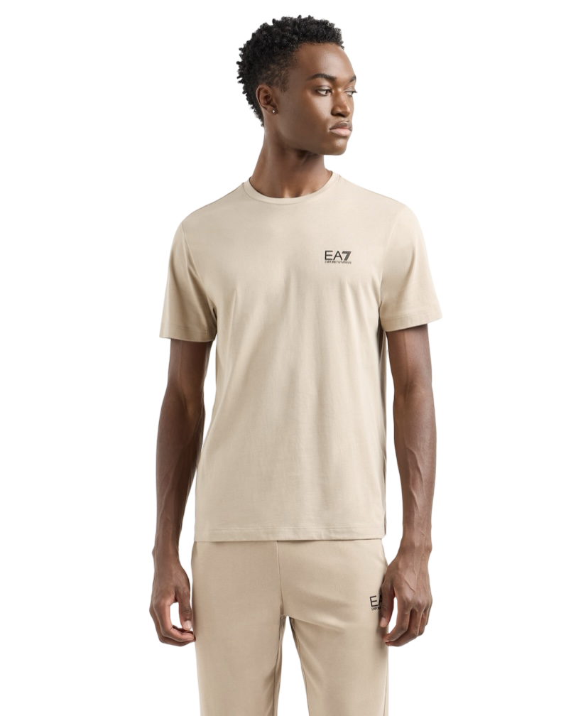 EA7 - T-shirt Beige Core Identity in Cotone Pima