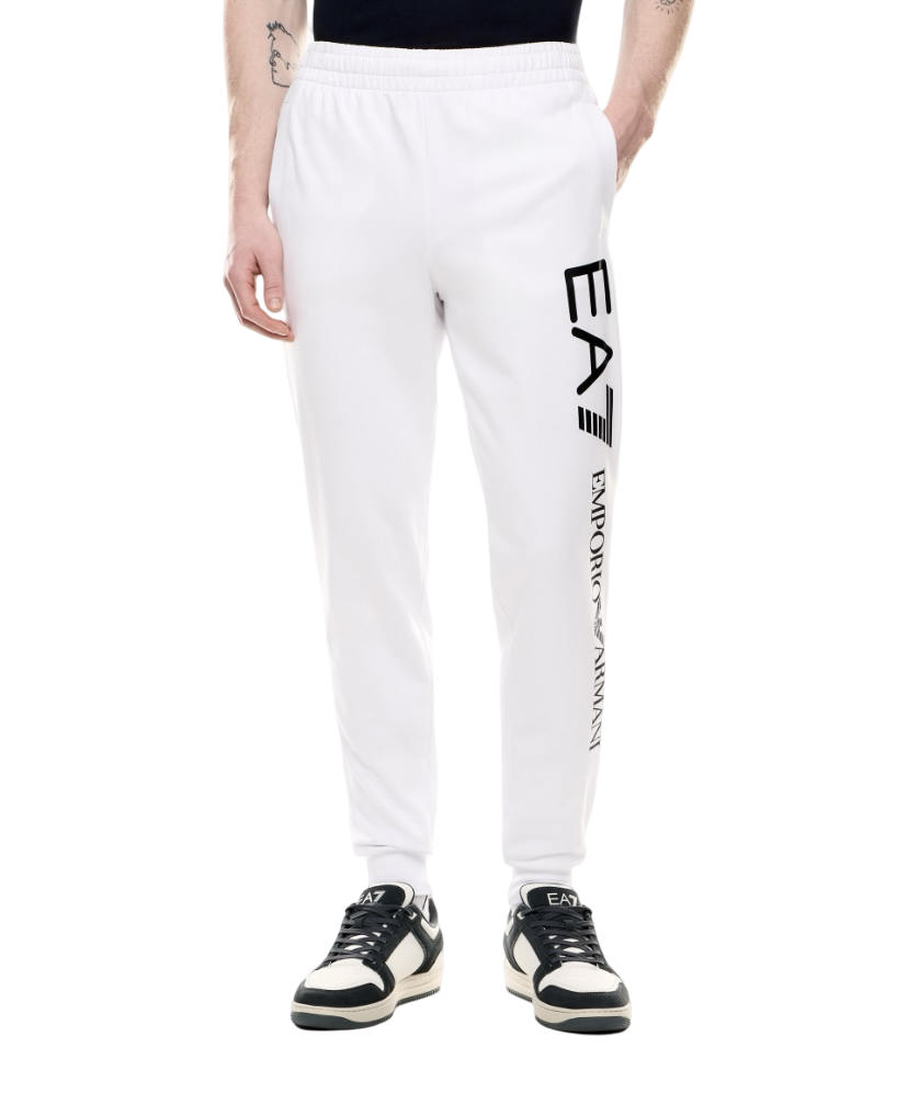 EA7 - Pantalone Jogger Bianco con Logo Nero