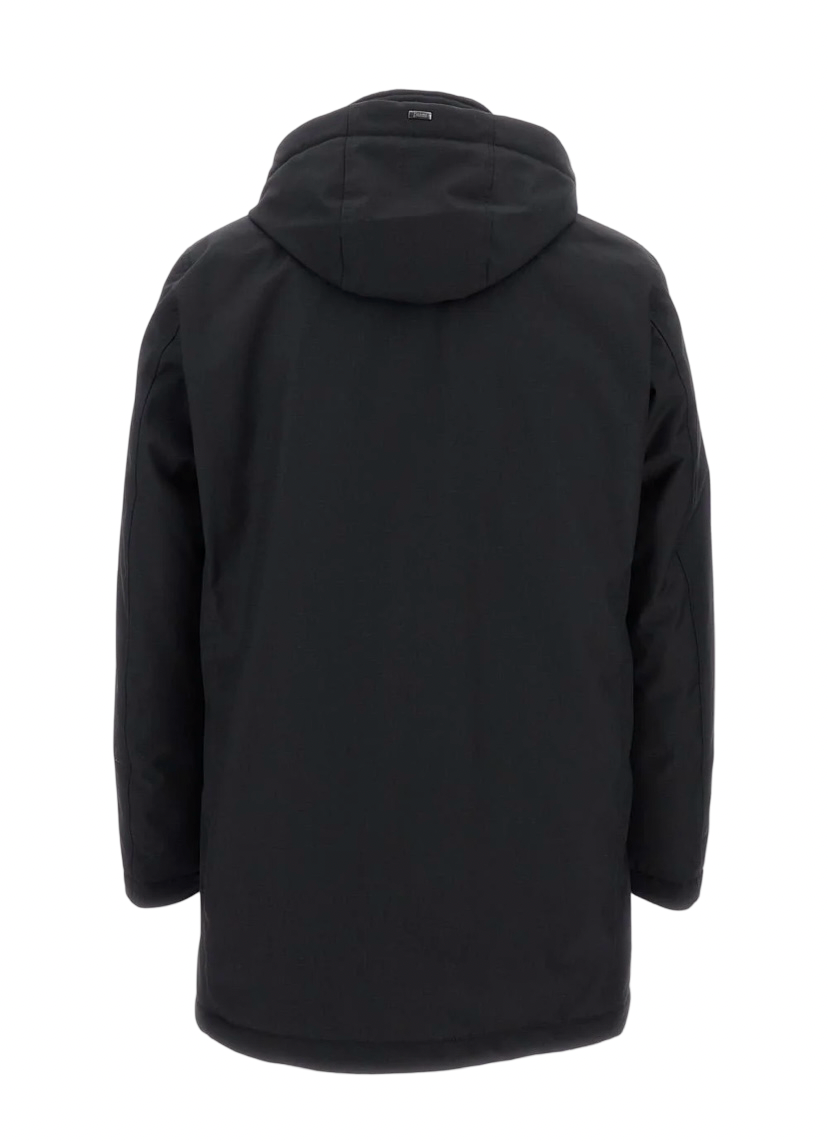 HERNO - Piumino Nero in New Business e Nylon Ultralight con collo in maglia