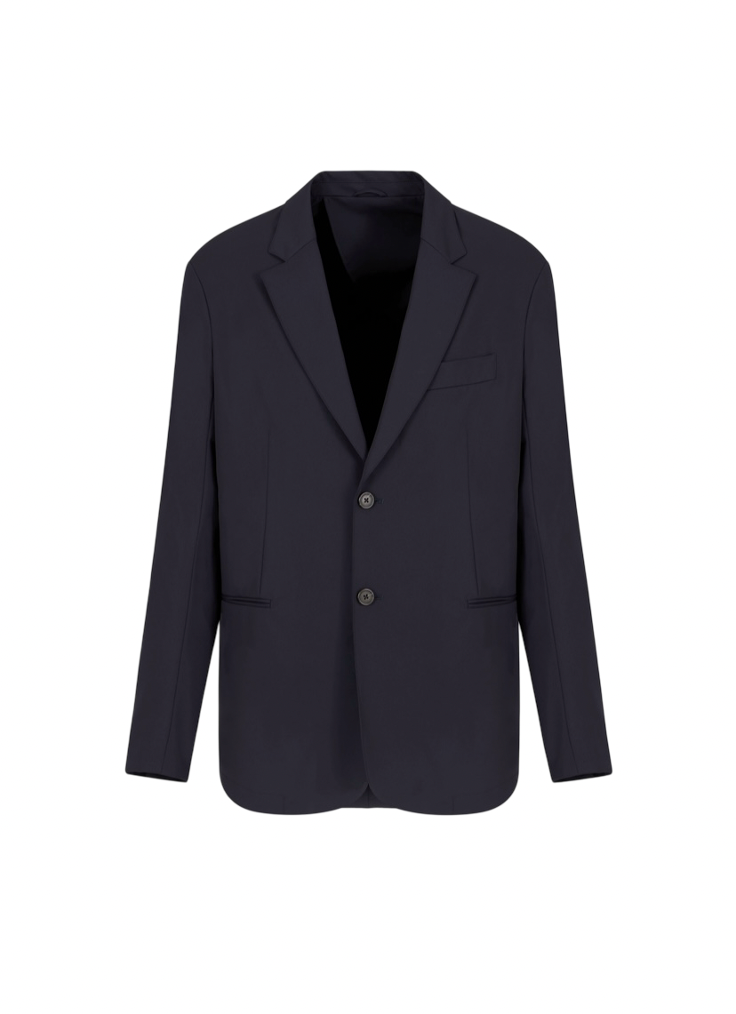 EMPORIO ARMANI - Blazer Monopetto Blu Navy in Nylon Stretch Travel Essential