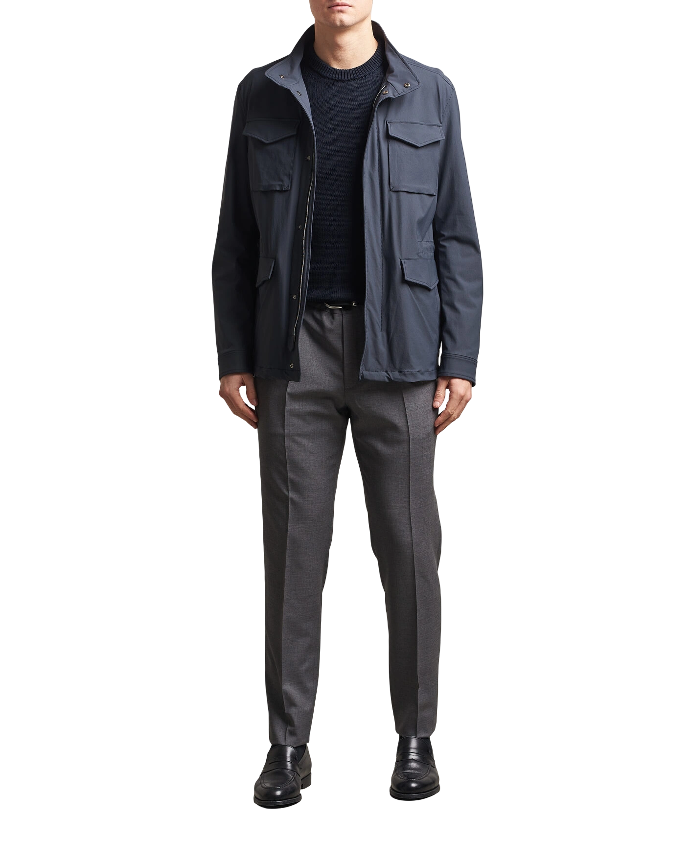 HERNO - Field Jacket Blu in Soft Nylon
