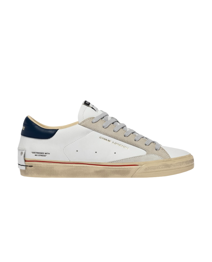 CRIME LONDON - Sneakers Distressed Bianche e Oxford Blu