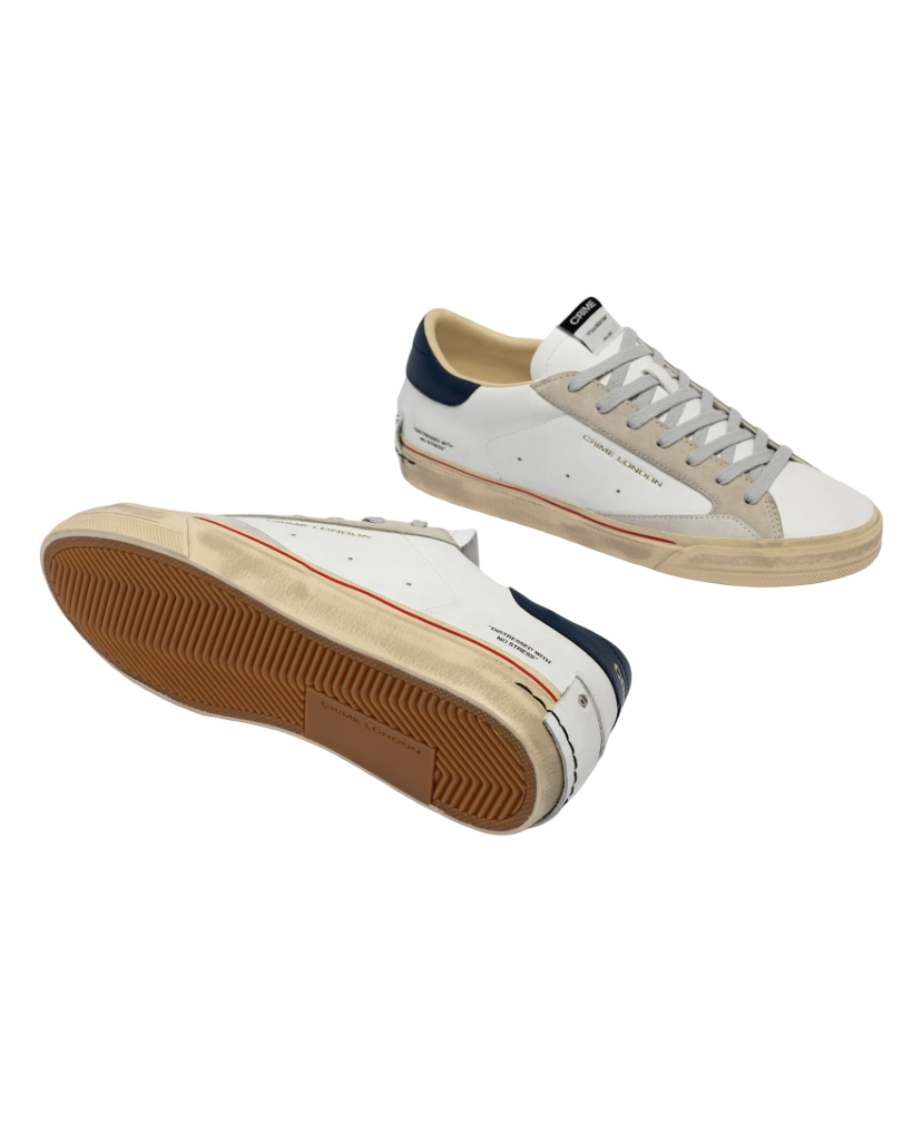 CRIME LONDON - Sneakers Distressed Bianche e Oxford Blu