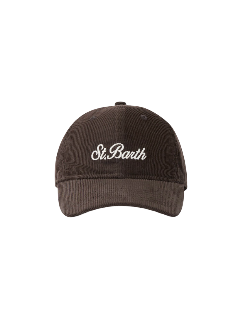 MC2 SAINT BARTH - Cappellino Baseball Marrone in Velluto a Coste Corduroy