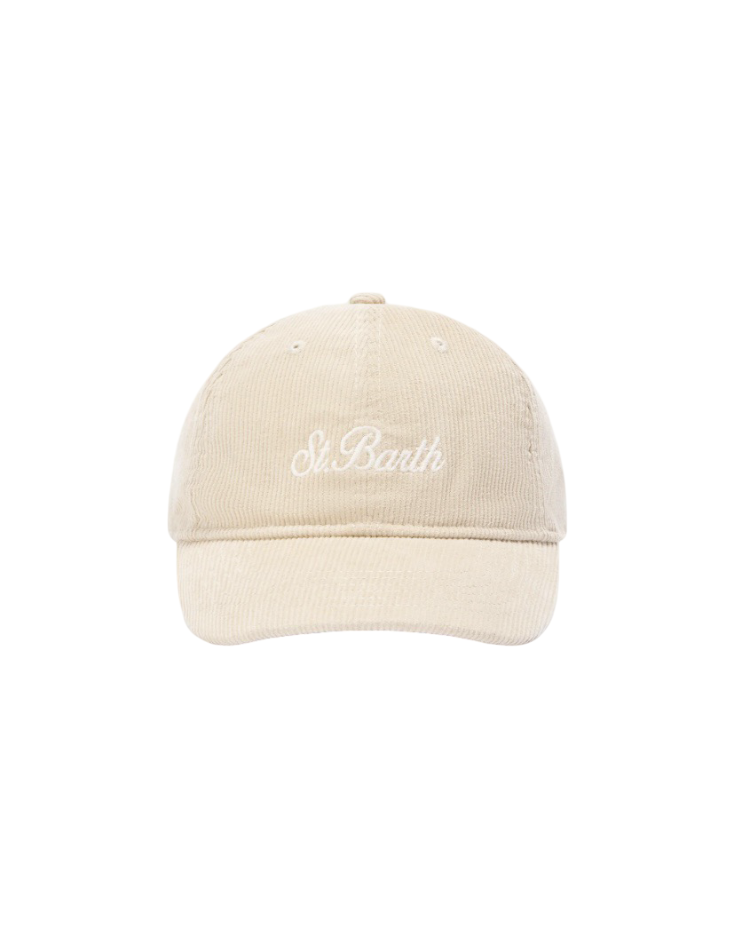 MC2 SAINT BARTH - Cappellino Baseball Beige in Velluto a Coste Corduroy