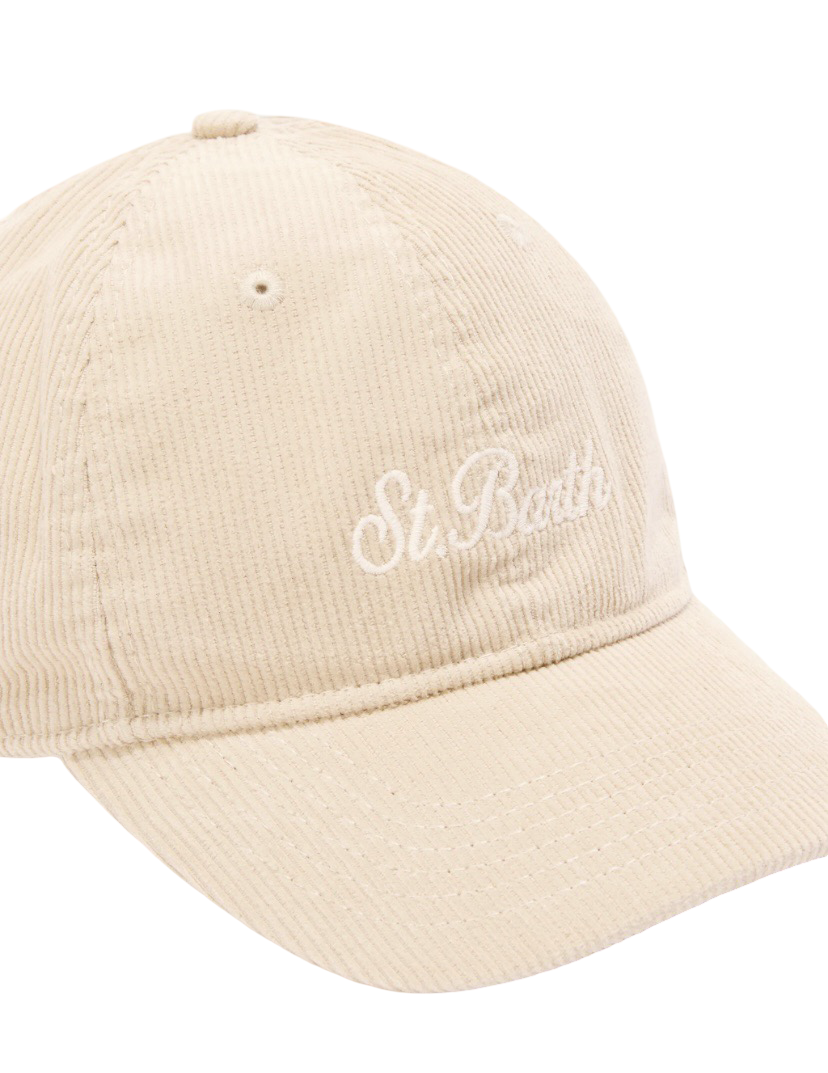 MC2 SAINT BARTH - Cappellino Baseball Beige in Velluto a Coste Corduroy