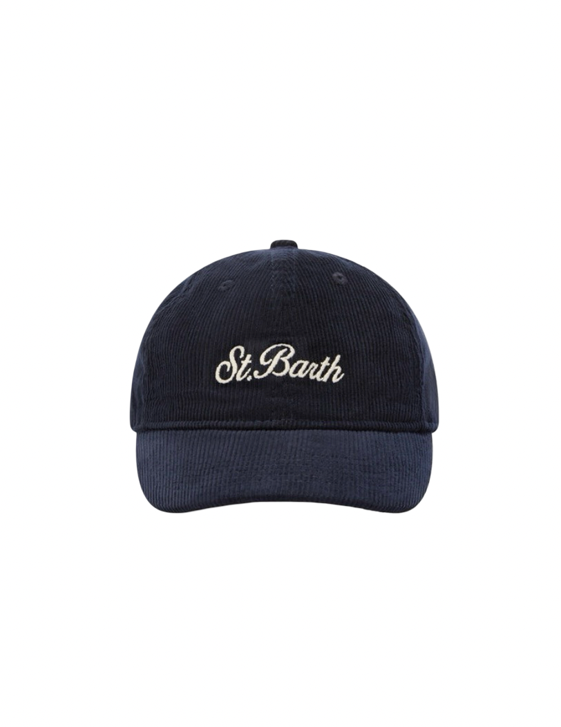 MC2 SAINT BARTH - Cappellino Baseball Blu in Velluto a Coste Corduroy