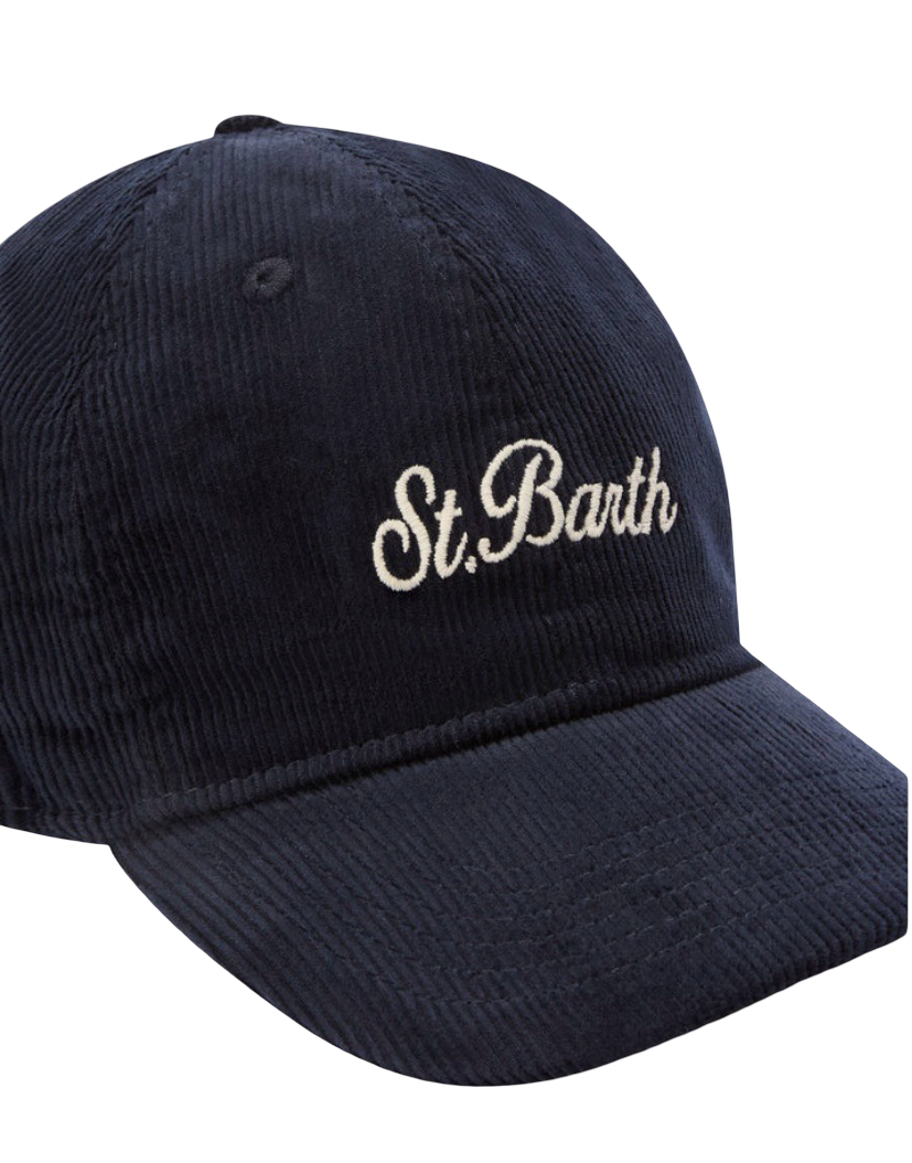 MC2 SAINT BARTH - Cappellino Baseball Blu in Velluto a Coste Corduroy