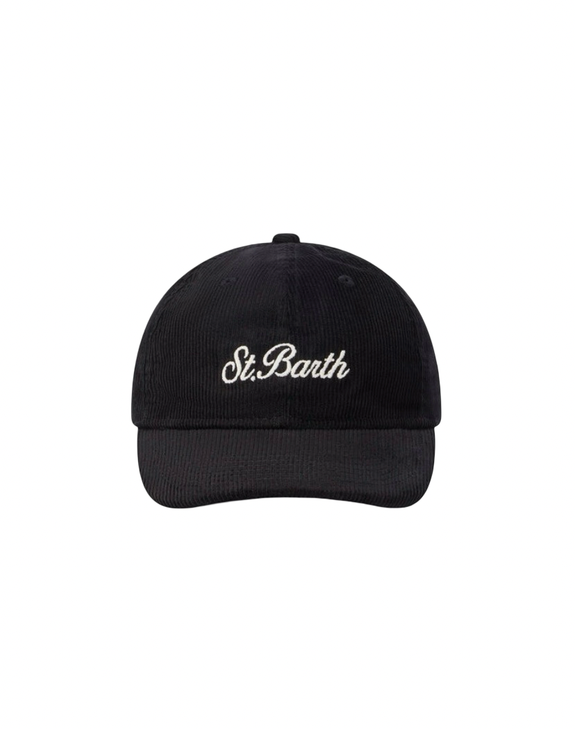 MC2 SAINT BARTH - Cappellino Baseball Nero in Velluto a Coste Corduroy