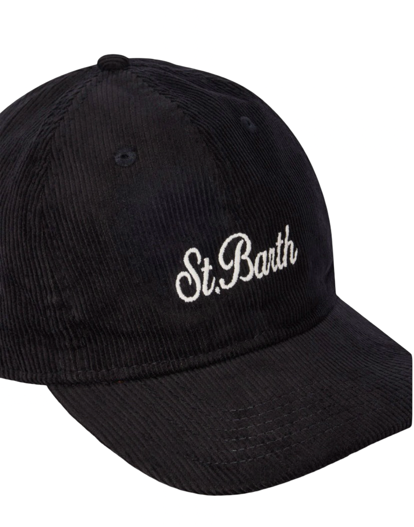 MC2 SAINT BARTH - Cappellino Baseball Nero in Velluto a Coste Corduroy