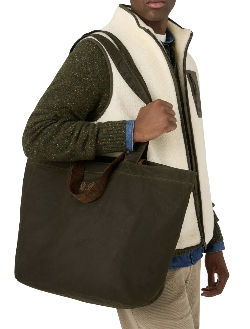MC2 SAINT BARTH - Shopper Verde Militare Essential Wax in Cotone Cerato