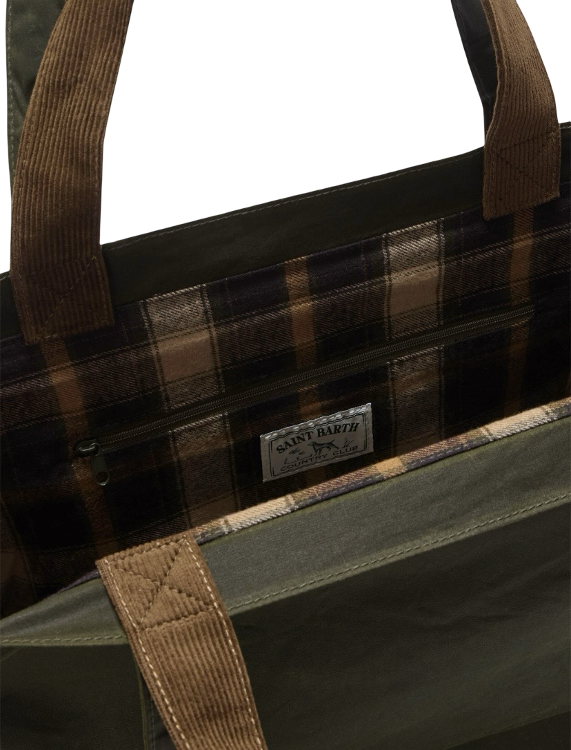 MC2 SAINT BARTH - Shopper Verde Militare Essential Wax in Cotone Cerato