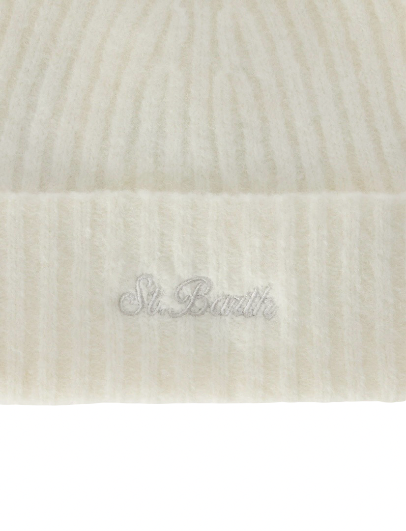 MC2 SAINT BARTH - Cappellino Wengen Bianco Panna misto Alpaca con ricamo Logo